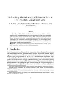 A Genuinely Multi-dimensional Relaxation Scheme for Hyperbolic Conservation Laws K. R. Arun.