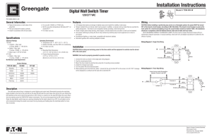 Installation Instructions Digital Wall Switch Timer 120/277 VAC General Information