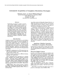 Automated  Acquisition of  Anaphora  Resolution Strategies