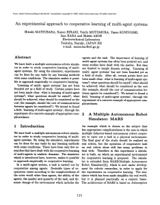 An experimental approach  to  cooperative learning of  multi-agent