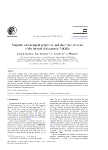 Magnetic and transport properties, and electronic structure *, S. Vasudevan