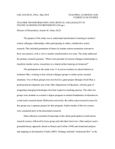 LOE, DAVID R., Ph.D., May 2010 TEACHING, LEARNING AND  CURRICULUM STUDIES