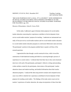 MOONEY, EVAN M., Ph.D., December 2015  Teaching, Learning, and Curriculum Studies