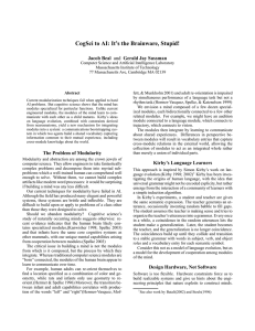 CogSci to AI: It’s the Brainware, Stupid! Jacob Beal