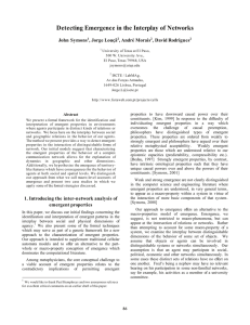 Detecting Emergence in the Interplay of Networks John Symons , Jorge Louçã