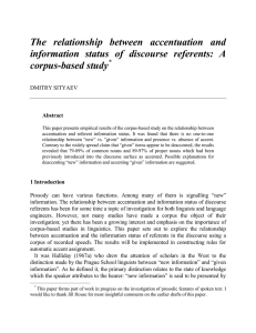 The relationship between accentuation and information status of discourse referents: A