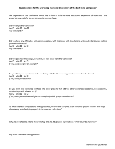 East India Companies Workshop Questionnaire