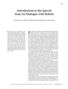 F Introduction to the Special Issue on Dialogue with Robots