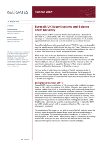 Finance Alert Eurosail: UK Securitisations and Balance Sheet Solvency