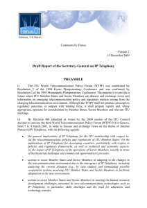 Draft Report of the Secretary-General on IP Telephony PREAMBLE