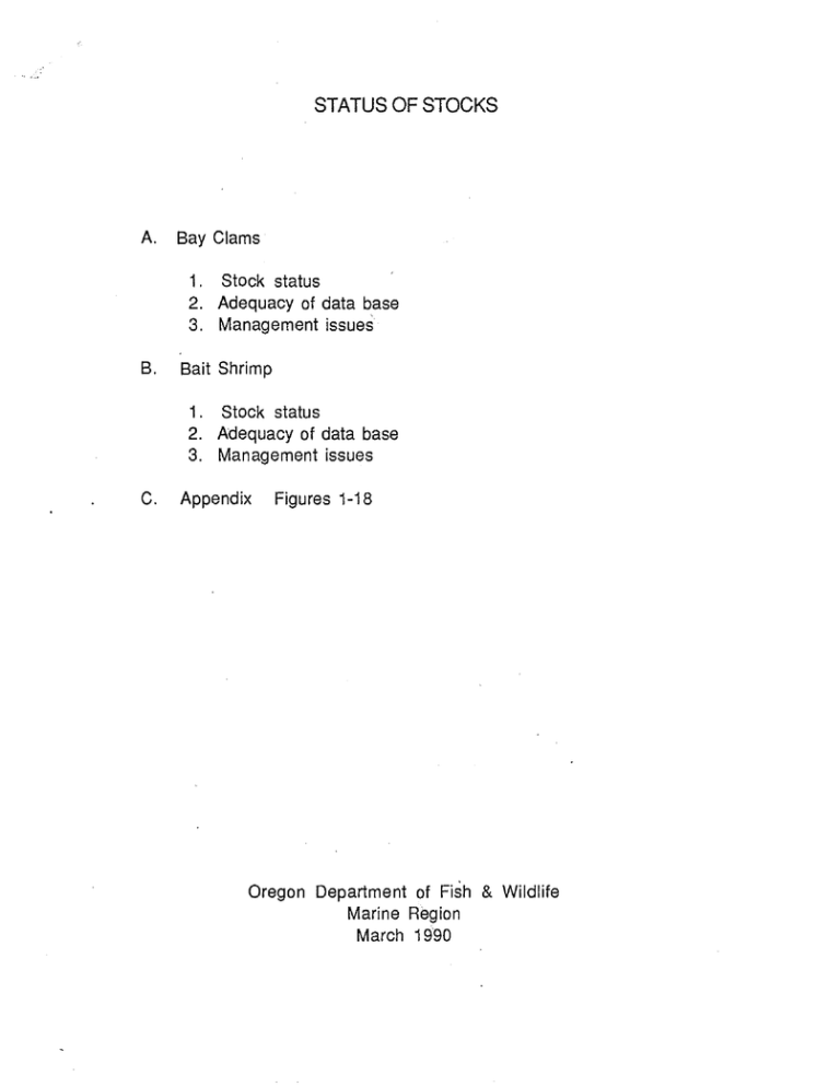 STATUS OF STOCKS Stock status