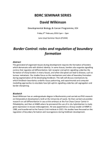 BDRC SEMINAR SERIES David Wilkinson Border Control: roles and regulation of boundary formation