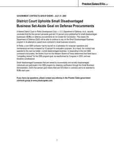 District Court Upholds Small Disadvantaged Business Set-Aside Goal on Defense Procurements