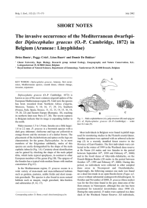 SHORT NOTES The invasive occurrence of the Mediterranean dwarfspi- Diplocephalus graecus