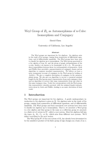 Weyl Group of B as Automorphisms of n-Cube: Isomorphism and Conjugacy n