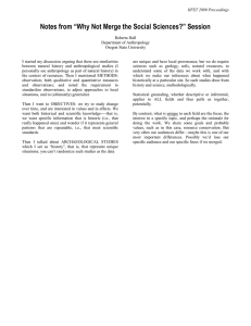 Merging Social Sciences: Anthropology & Archaeology