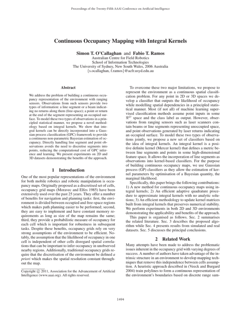Continuous Occupancy Mapping with Integral Kernels
