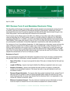 SEC Revises Form D and Mandates Electronic Filing