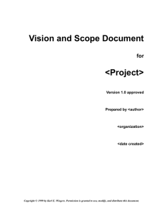 Vision and Scope Document &lt;Project&gt;  for