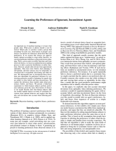 Learning the Preferences of Ignorant, Inconsistent Agents Owain Evans Andreas Stuhlm ¨uller
