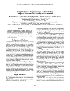 Using Declarative Programming in an Introductory Maritza Reyes, Cynthia Perez,