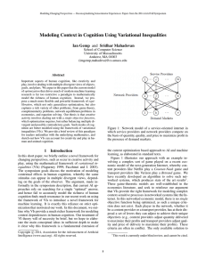 Modeling Context in Cognition Using Variational Inequalities School of Computer Science