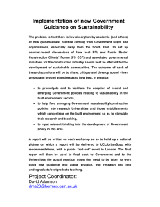 Implementation of new Government Guidance on Sustainability