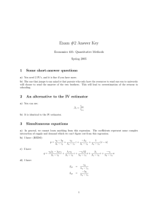 Exam #2 Answer Key 1 Some short-answer questions Economics 435: Quantitative Methods