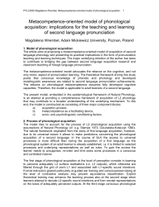 Metacompetence-oriented model of phonological acquisition: implications for the teaching and learning