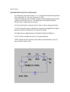 EE 215 Lab 2: Sinusoidal Steady State Power Measurement