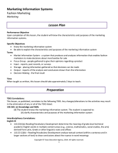 Marketing Information Systems Lesson Plan Fashion Marketing Marketing