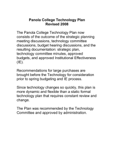 The Panola College Technology Plan now meeting discussions, technology committee