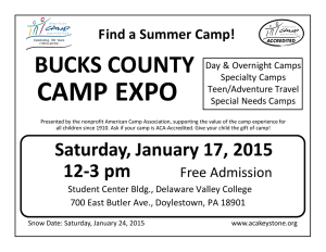 CAMP EXPO BUCKS COUNTY Find a Summer Camp!