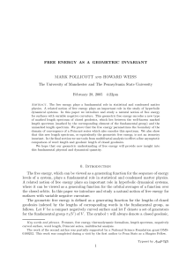 FREE ENERGY AS A GEOMETRIC INVARIANT MARK POLLICOTT and HOWARD WEISS