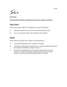 3232P  STUDENTS Parent and Students Rights In Administration of Surveys, Analysis or...