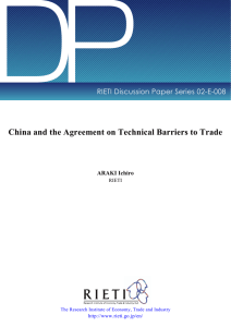 DP China and the Agreement on Technical Barriers to Trade ARAKI Ichiro