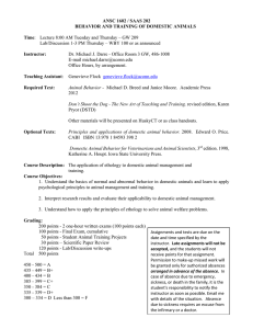 Animal Behavior & Training Course Syllabus