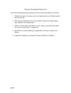 Newton's Laws Worksheet: Second & Third Laws