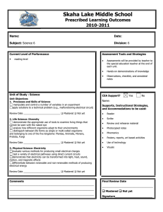 Skaha Lake Middle School Prescribed Learning Outcomes 2010-2011