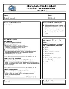 Skaha Lake Middle School Prescribed Learning Outcomes 2010-2011