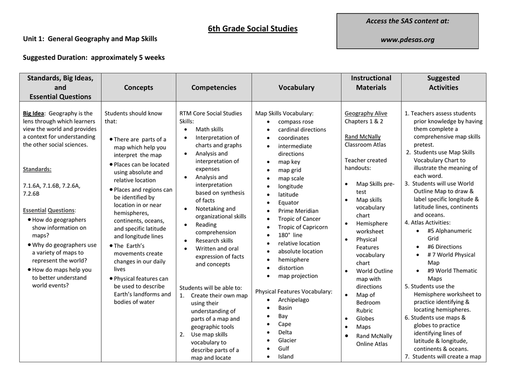 6th grade social studies