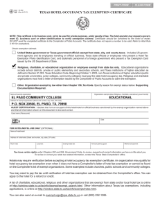 TEXAS HOTEL OCCUPANCY TAX EXEMPTION CERTIFICATE PRINT FORM CLEAR FORM