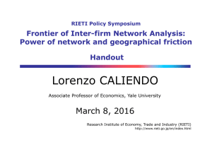 Lorenzo CALIENDO March 8, 2016 Frontier of Inter-firm Network Analysis:
