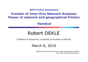 Robert DEKLE March 8, 2016 Frontier of Inter-firm Network Analysis: