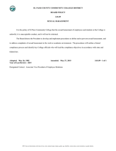 EL PASO COUNTY COMMUNITY COLLEGE DISTRICT BOARD POLICY 3.01.09 SEXUAL HARASSMENT
