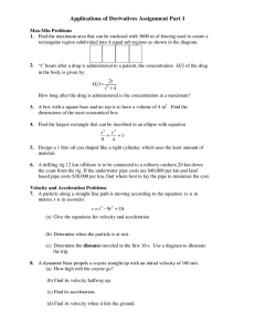 ( ) Applications of Derivatives Assignment Part 1