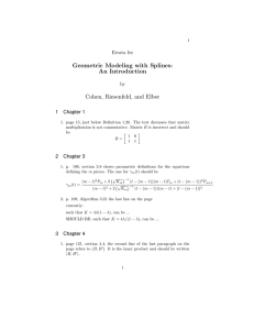 Geometric Modeling with Splines: An Introduction Cohen, Riesenfeld, and Elber Errata for