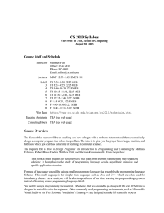 CS 2010 Syllabus Course Staff and Schedule