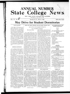 State College News ANNUAL NUMBER May Drive for Student Dormitories M