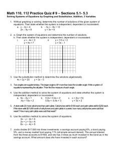 – Sections 5.1- 5.3 Math 110, 112 Practice Quiz # 9